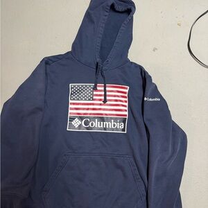 Columbia Men's Dark Blue Hoodie with Flag Design